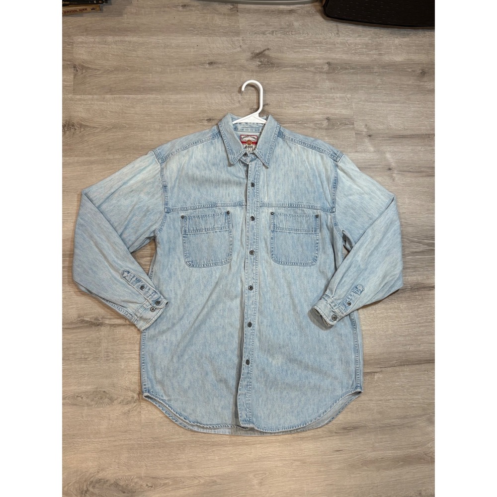 Looney Tunes Denim Shirt Merrie Melodies Bugs Bunny Graphic Medium